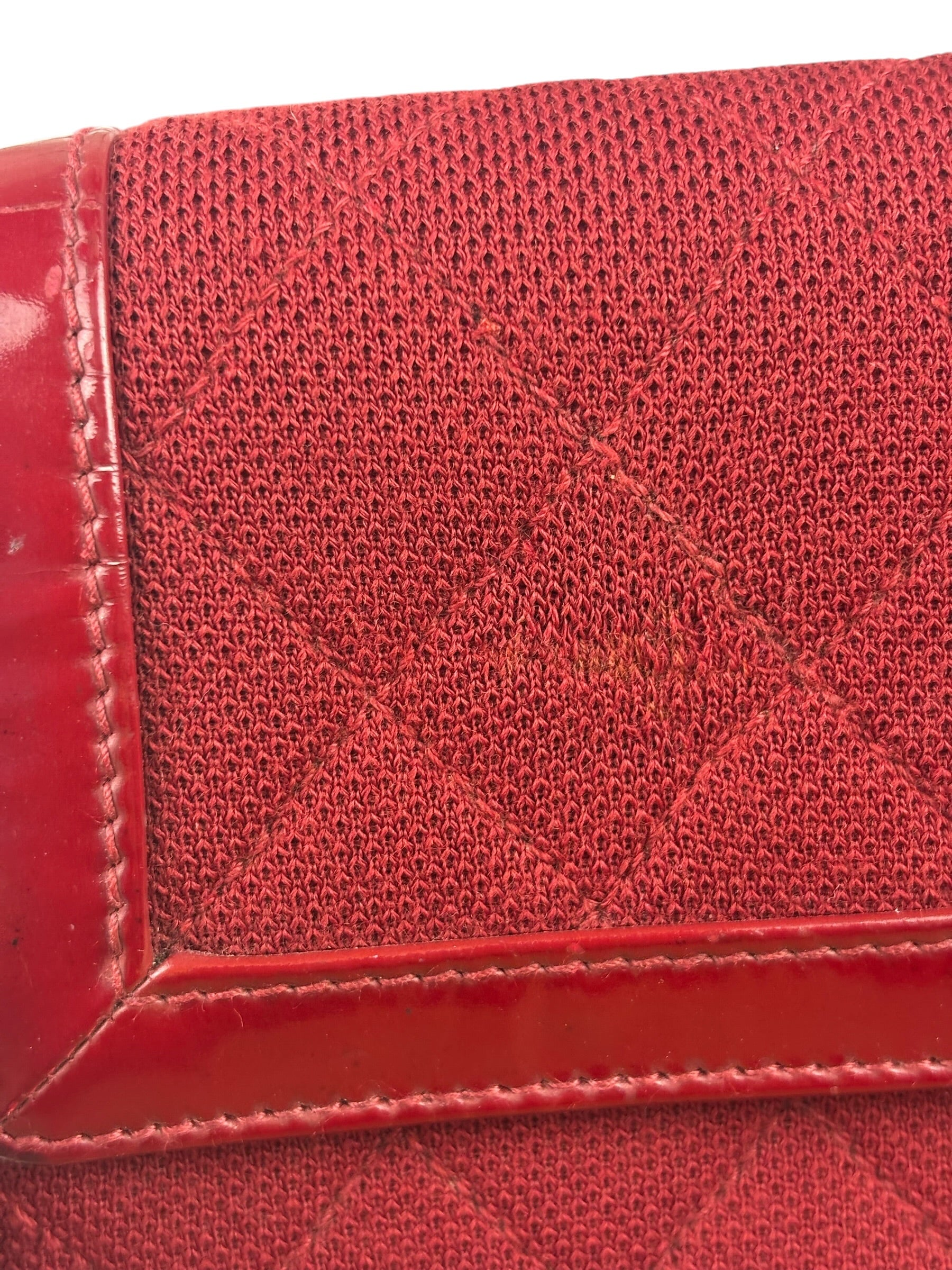 Chanel Dark Red East West Chocolate Bar Patent Trim Handbag 2002-03