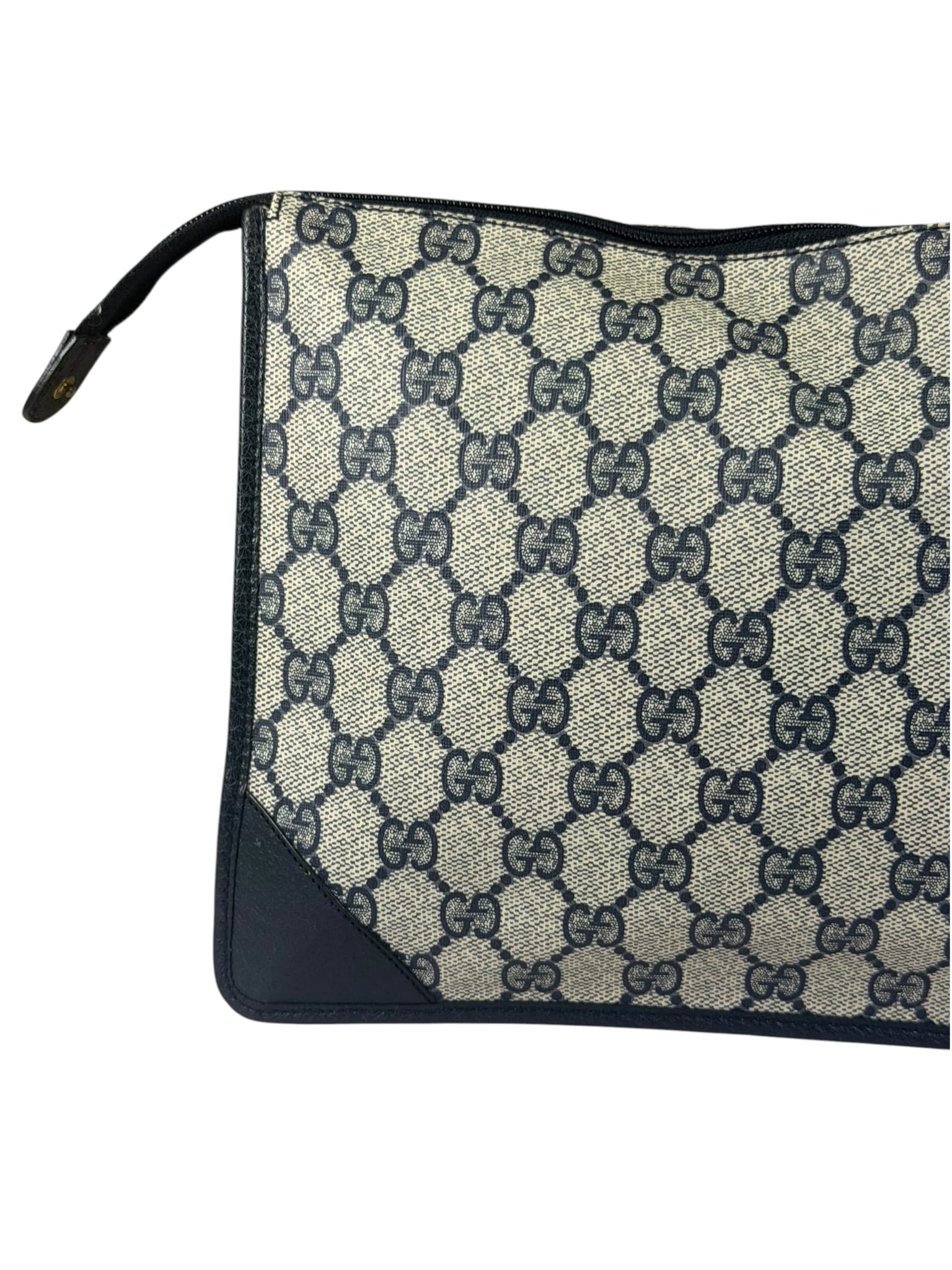 Gucci Vintage GG Coated Canvas Zip Travel Pouch Navy