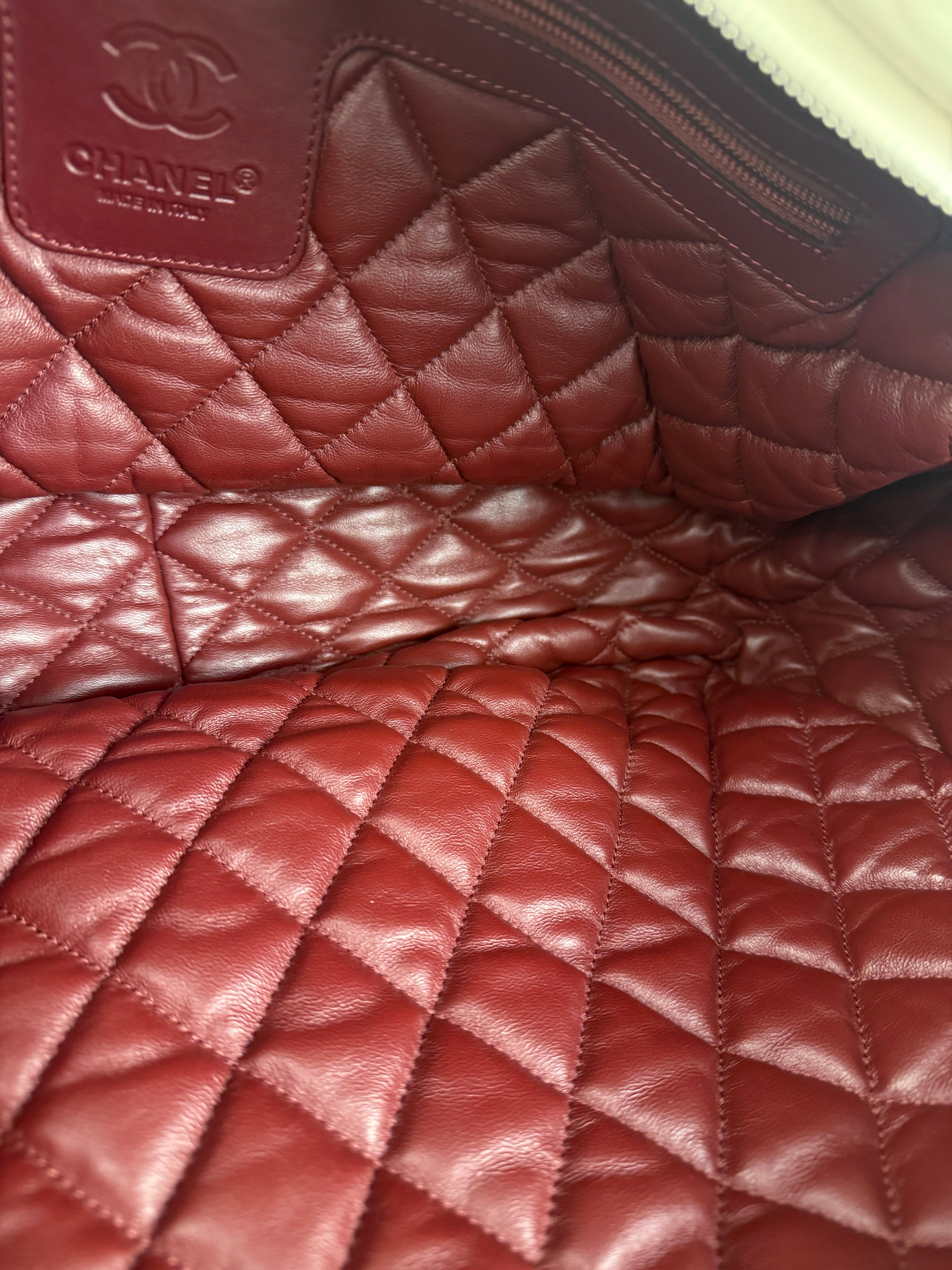 Chanel Coco Cocoon Ivory Puff Leather Boston Handbag 2009