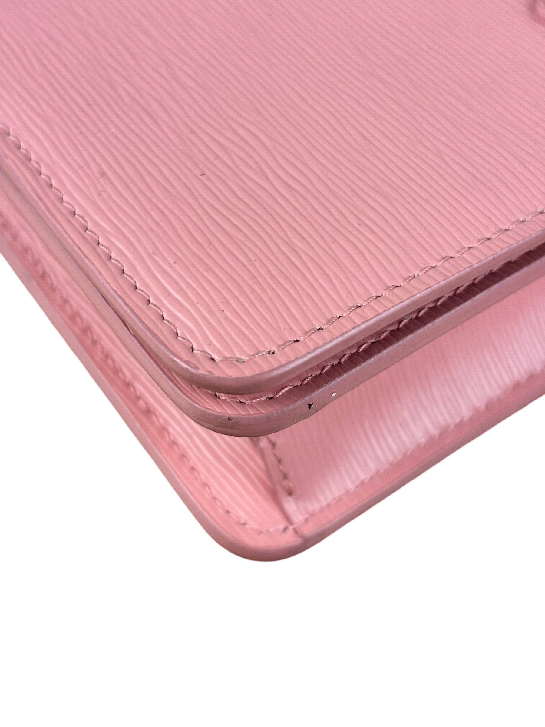 Prada Pink Saffiano Leather Wallet On Chain