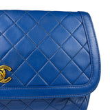 Chanel Vintage Blue Lambskin Flap Bag 1989