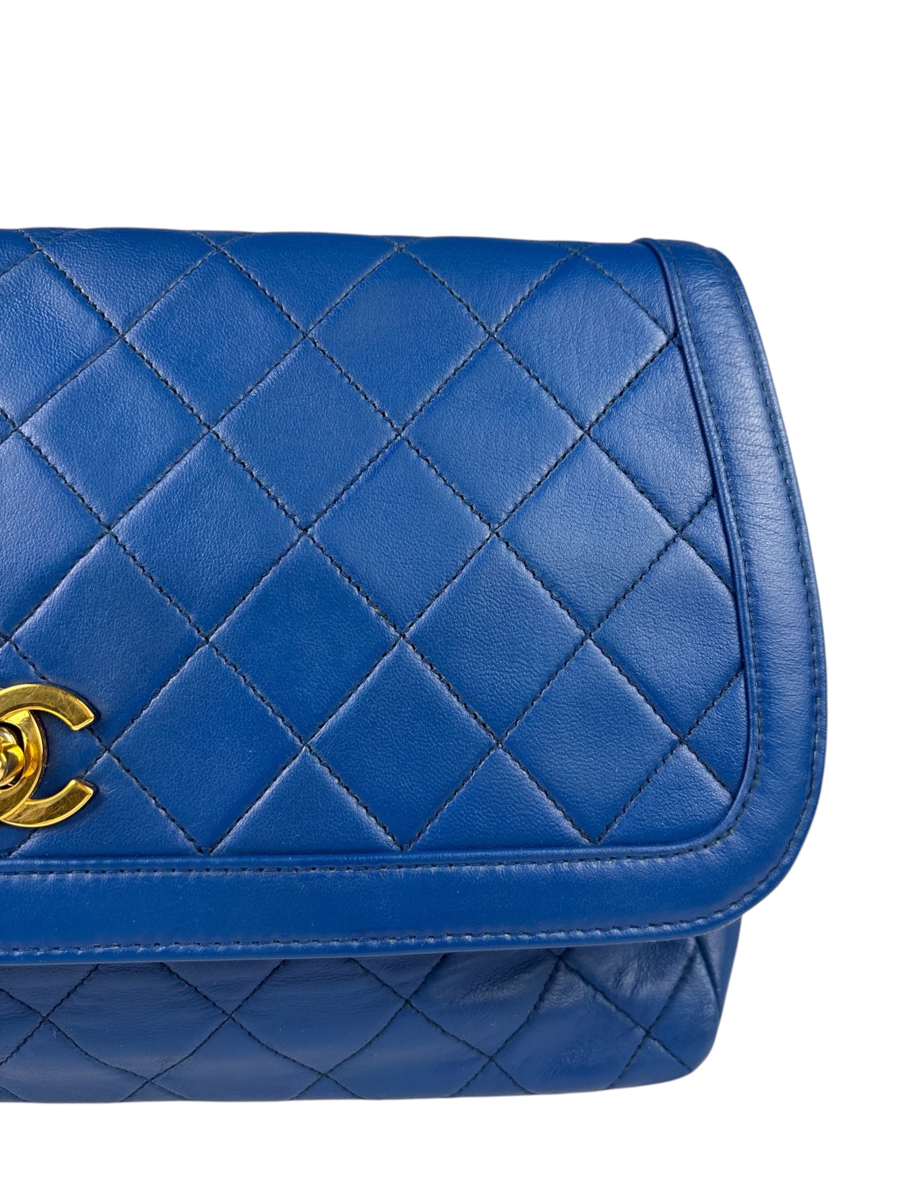 Chanel Vintage Blue Lambskin Flap Bag 1989