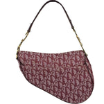 Christian Dior Burgundy Leather Oblique Saddle Handbag