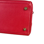 Hermes Kelly 32 Courchevel Rouge Vif Gold Handbag 1997