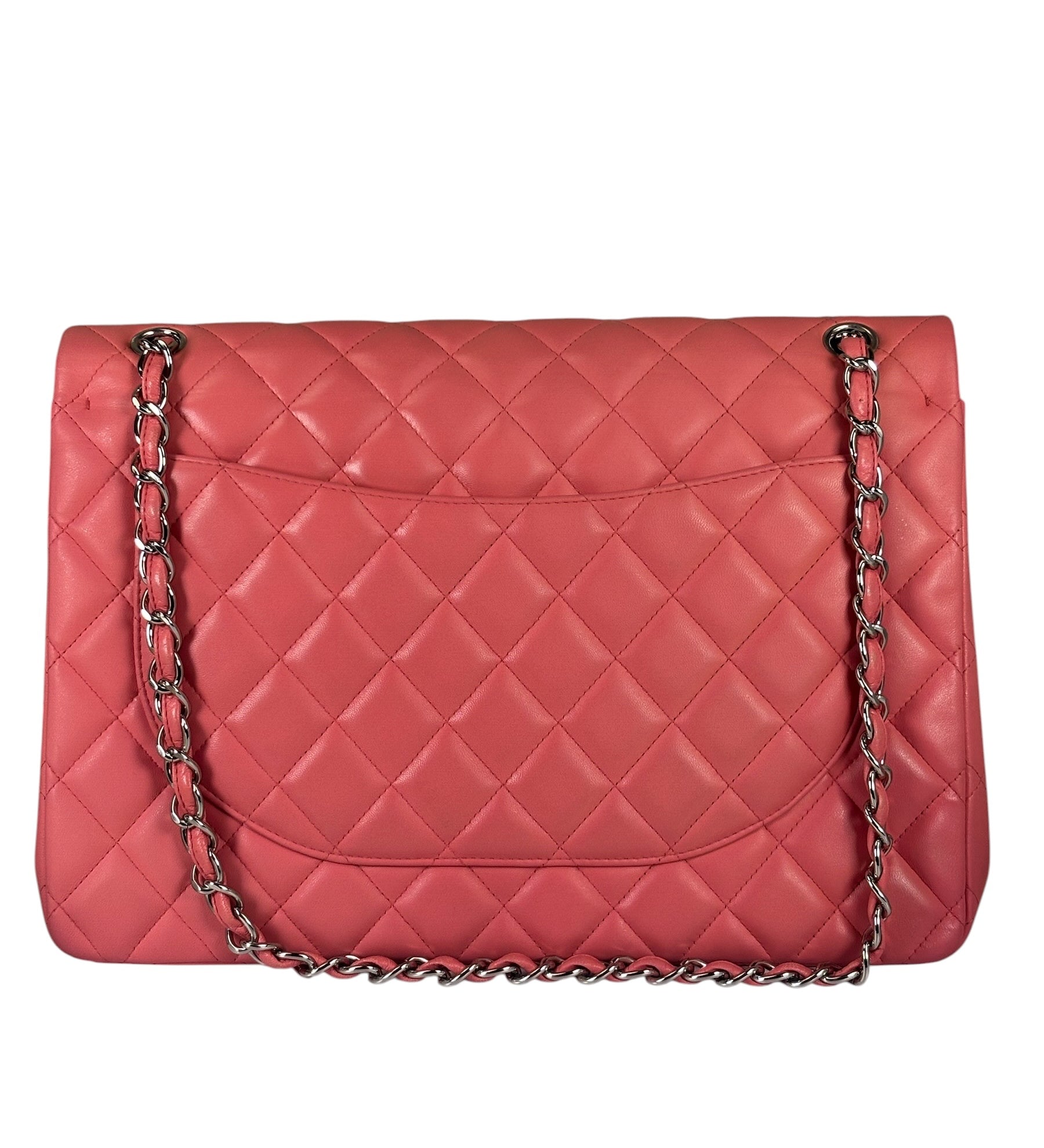 Chanel Pink Quilted Lambskin Large Double Flap Bag 2012