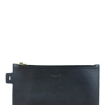 Saint Laurent Black Leather Zip Pouch