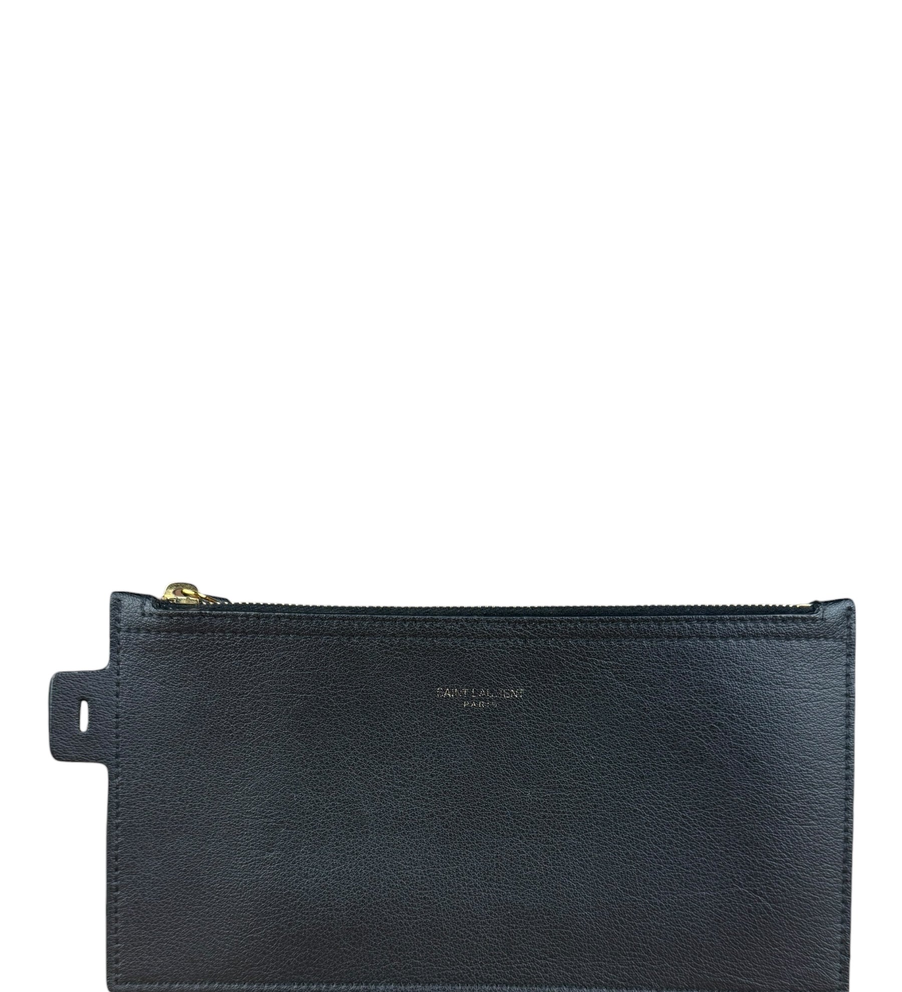 Saint Laurent Black Leather Zip Pouch