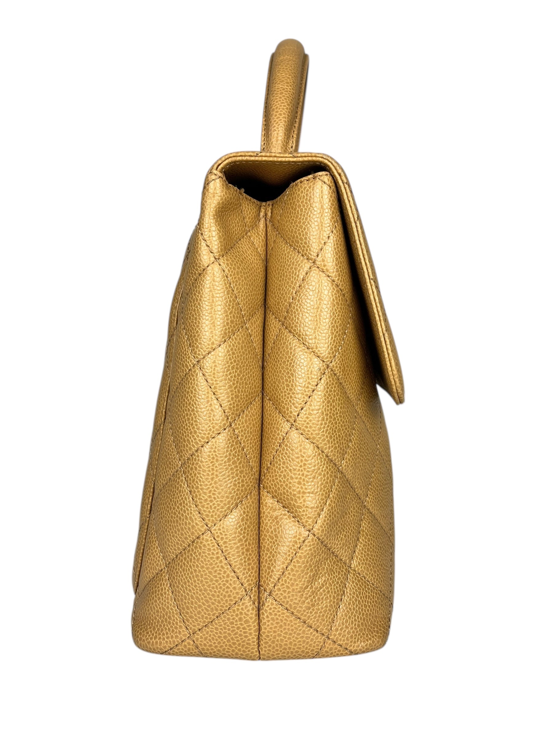 Chanel Beige Calfskin Kelly Top Handle Bag 2001