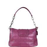 Christian Dior Purple Ruffle Leather New Lock Flap Bag