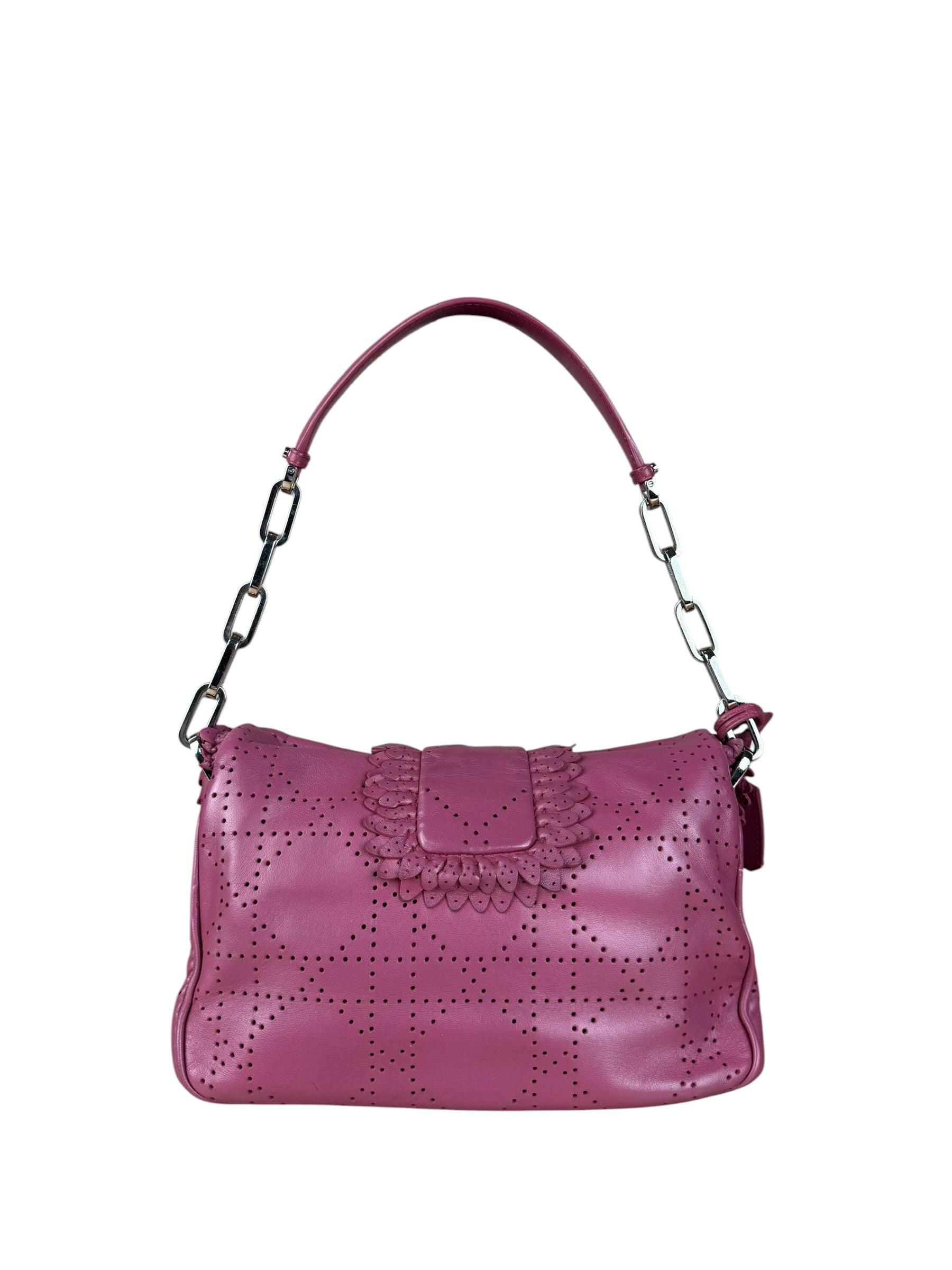 Christian Dior Purple Ruffle Leather New Lock Flap Bag