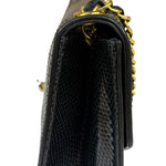 Chanel Black Lizard Leather Envelope Flap Bag 1986