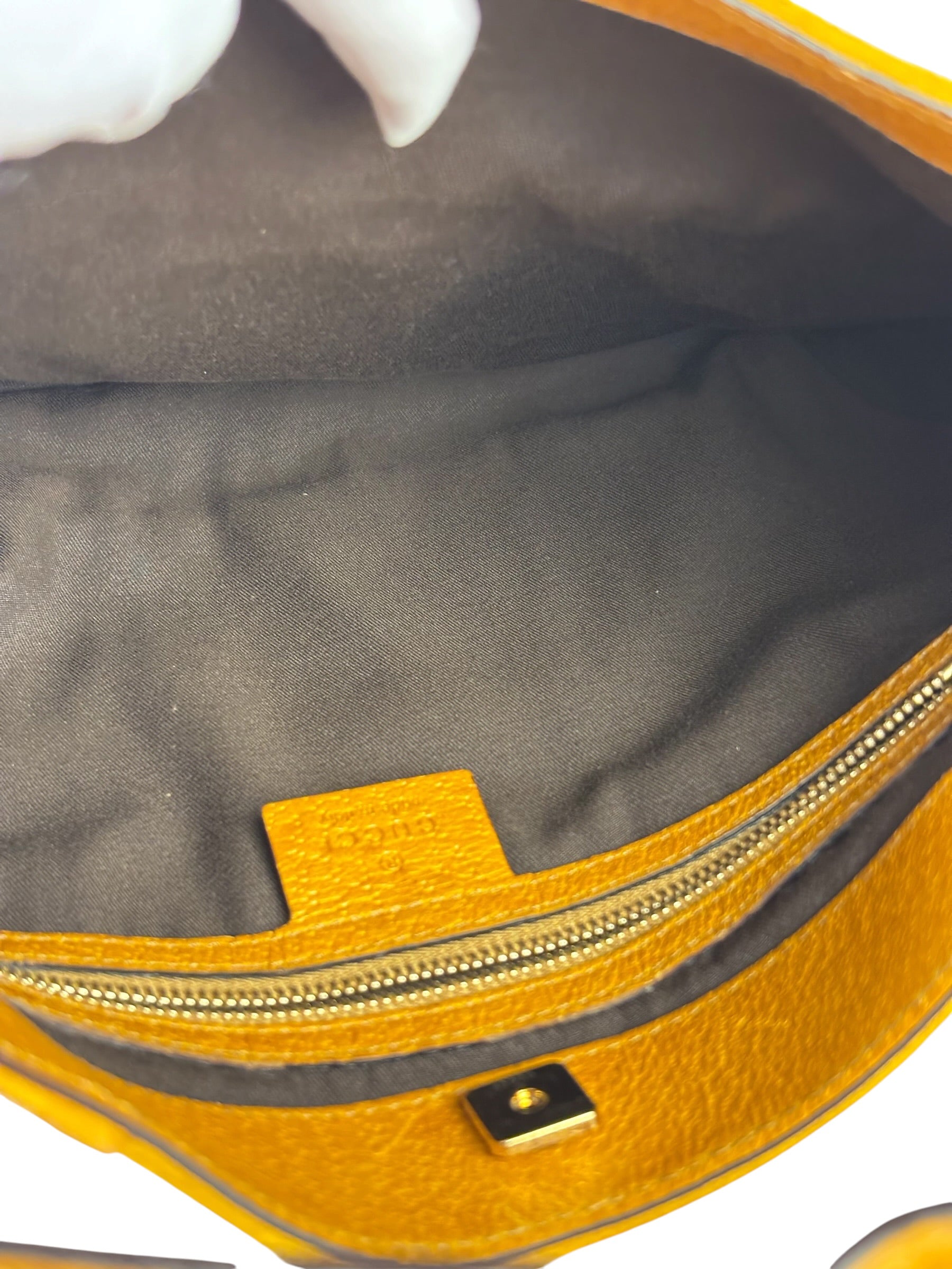 Gucci Mustard Yellow Suede/Leather Trim Hasler Horsebit Hobo Bag