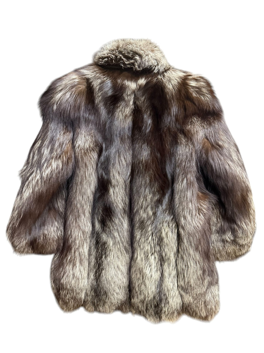 Vintage Saga Brown/White Ranched Fox Fur Coat