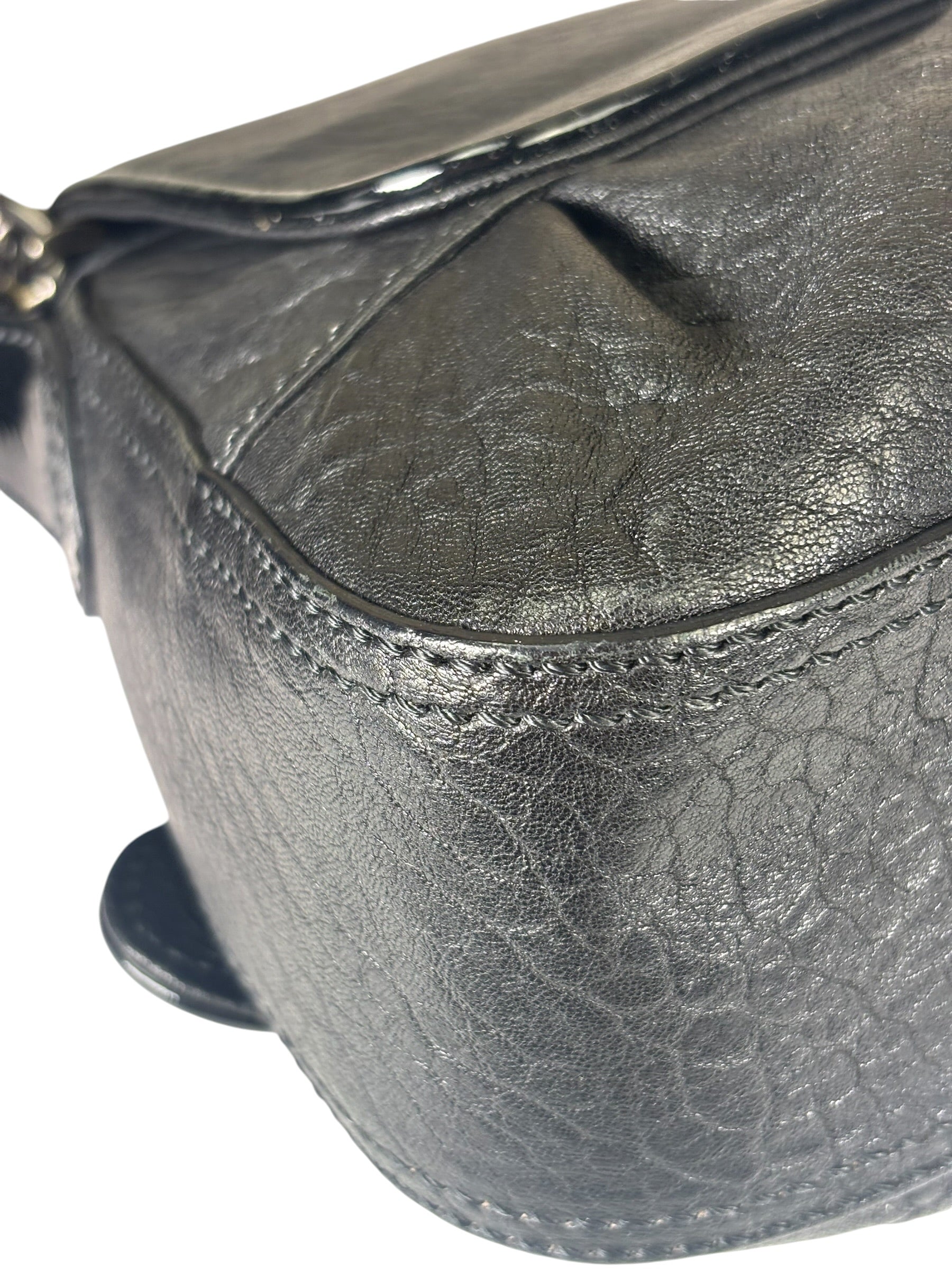 Fendi Black Patent Leather Trim B Bis Shoulder Bag