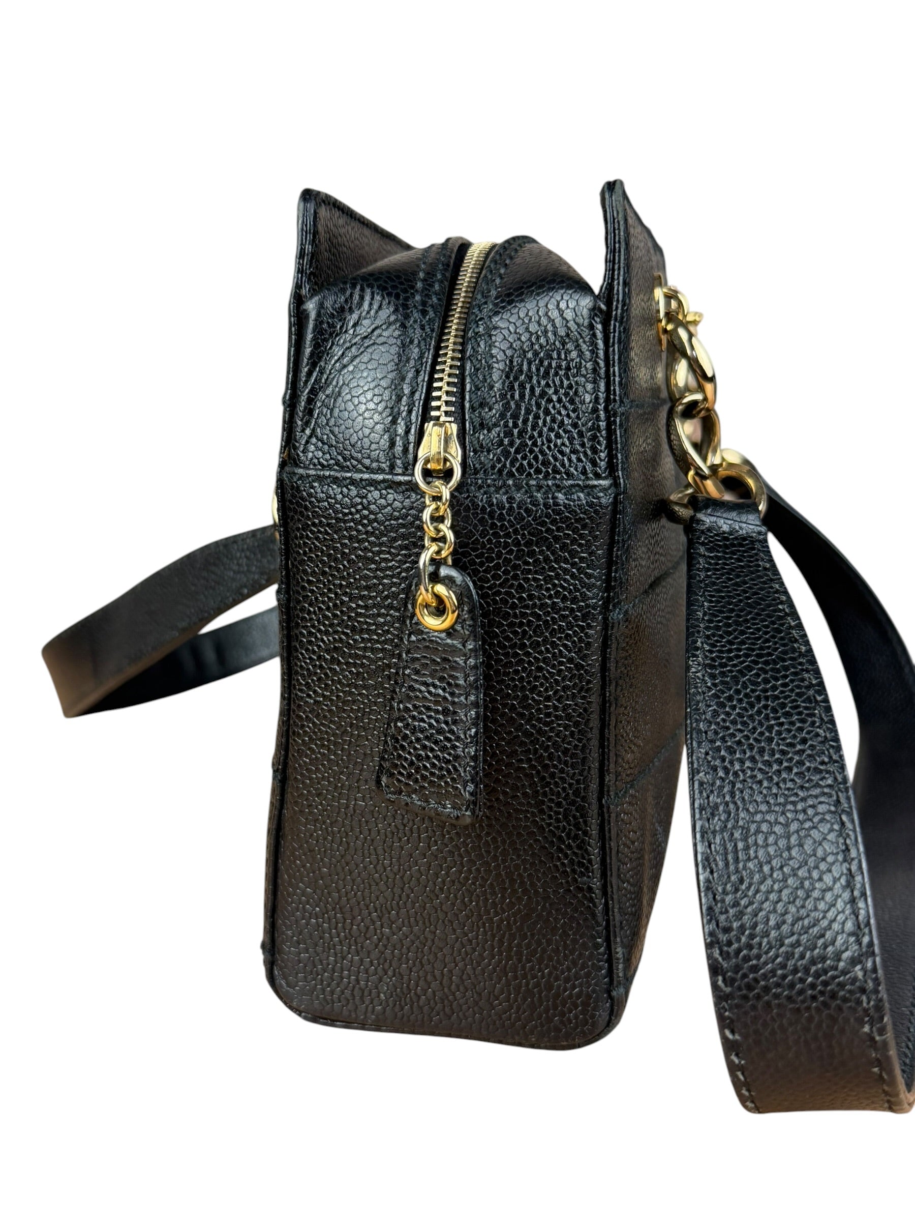 Chanel Black Choco Bar Stitch Caviar Chain Tote 2002