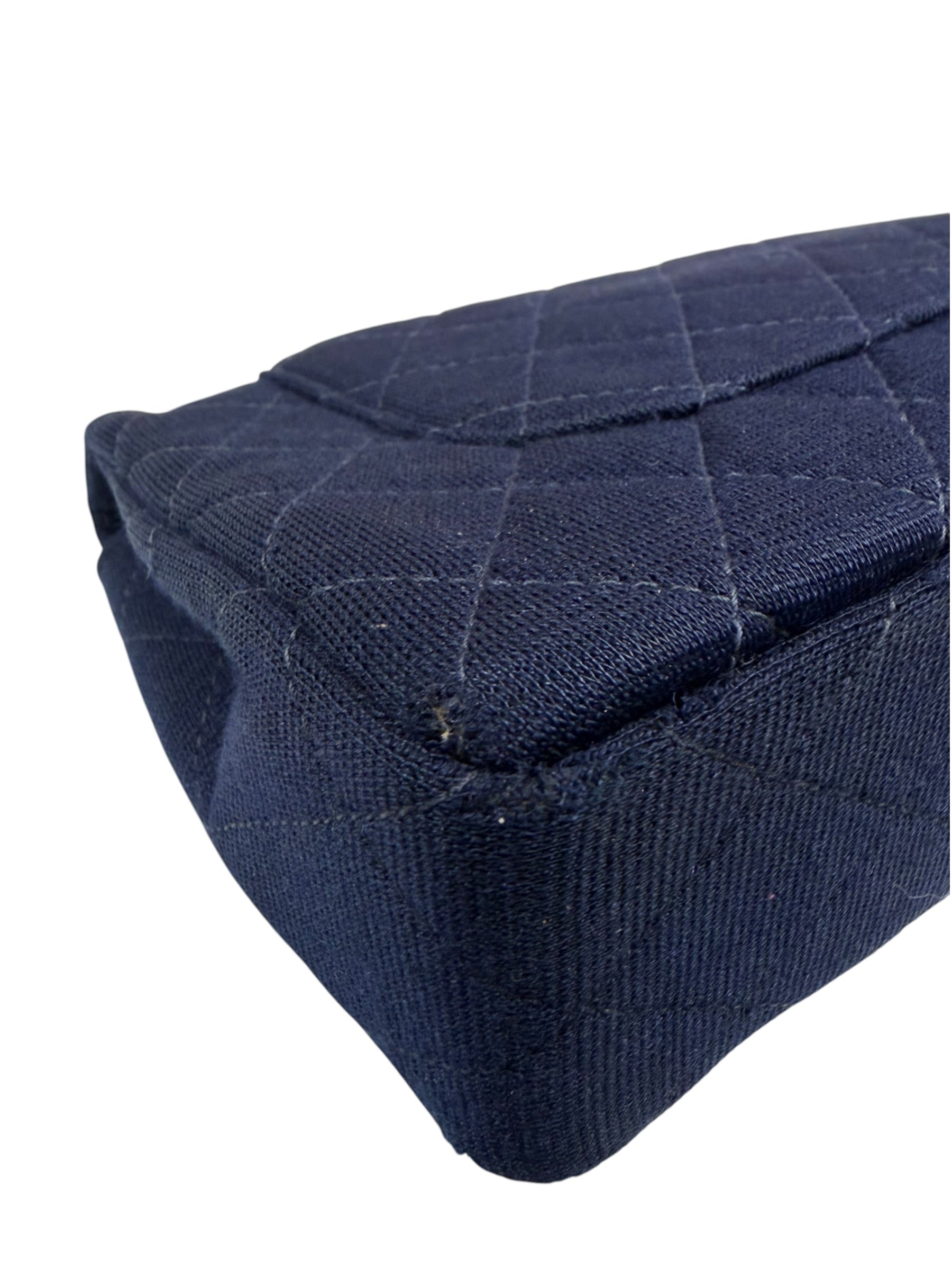 Chanel Navy Quilted Denim Double Flap Bag