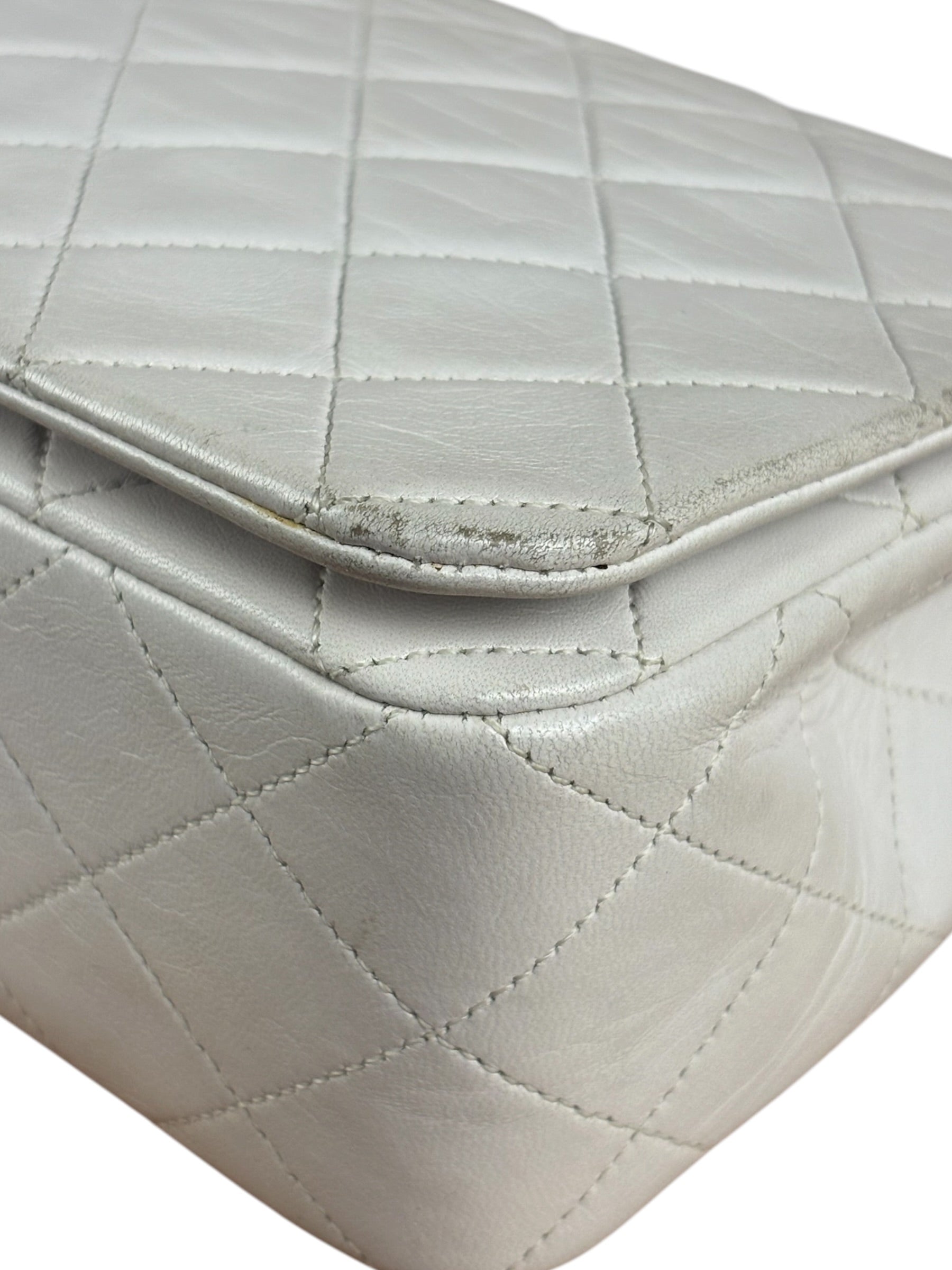 Chanel White Quilted Leather CC Flap Shoulder Bag 2013