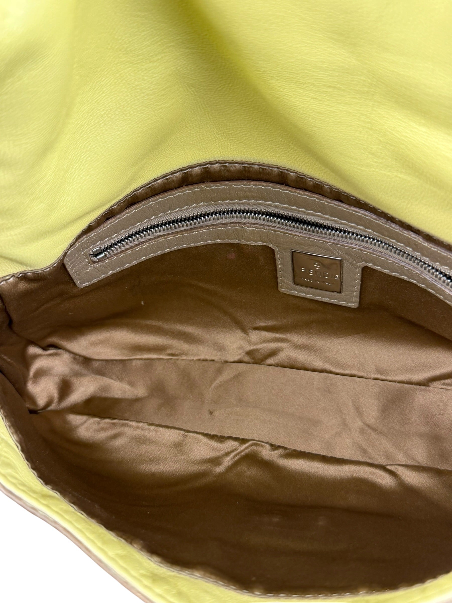 Fendi Yellow Wave Buckle Leather Baguette