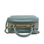 Chanel Light Blue Quilted Lambskin Top Handle Vanity Case 2019