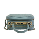 Chanel Light Blue Quilted Lambskin Top Handle Vanity Case 2019