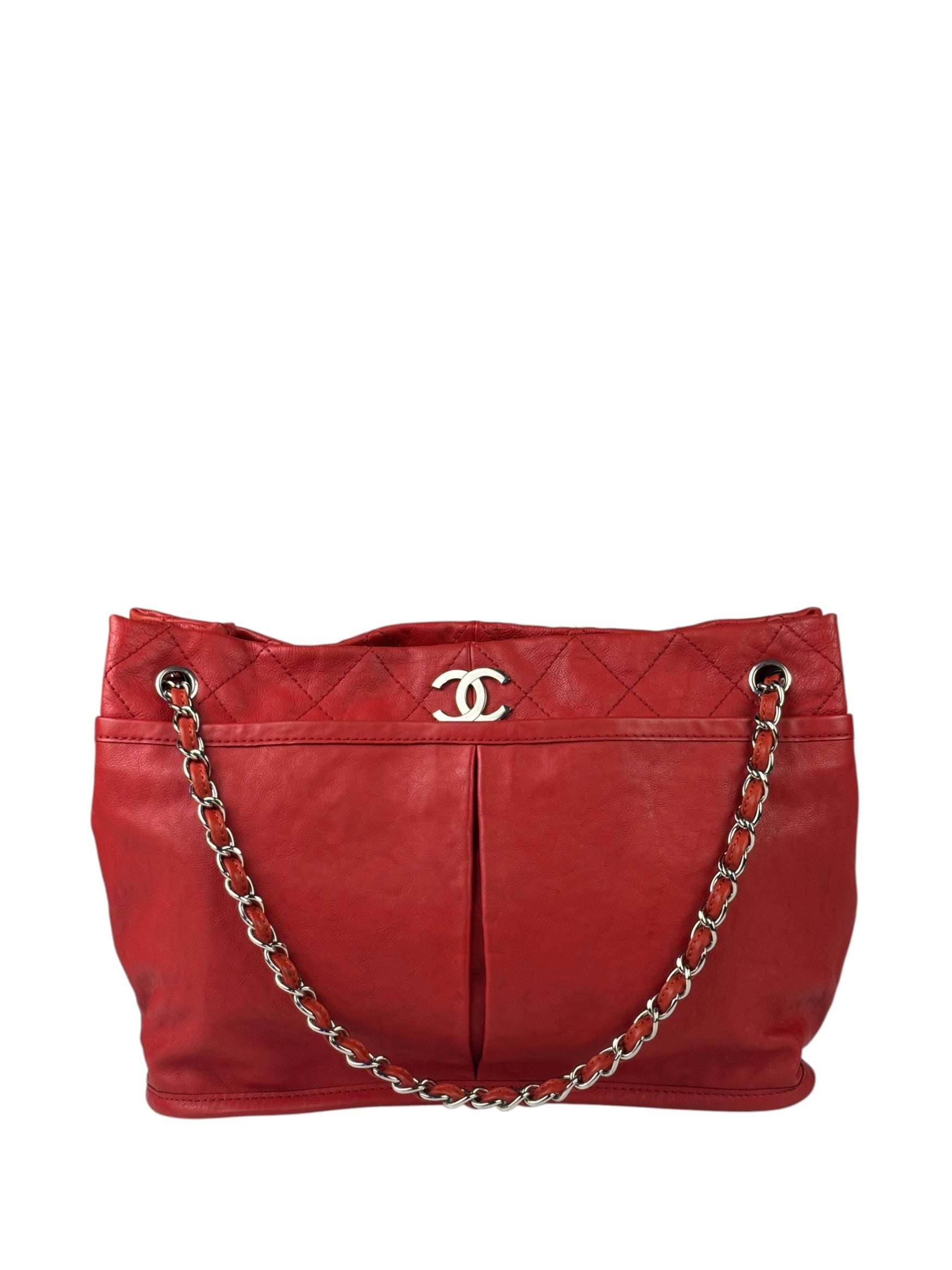 Chanel Red Quilted Leather Natural Beauty Chain Tote 2010