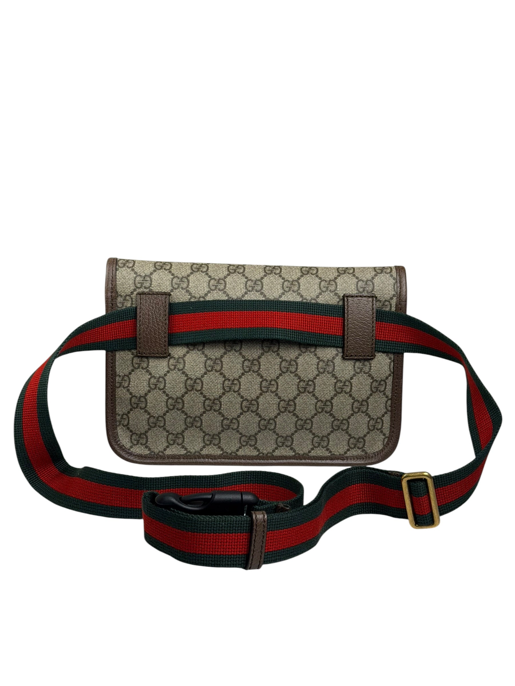 Gucci Vintage Brown Leather Trim Neo Supreme Belt Bag