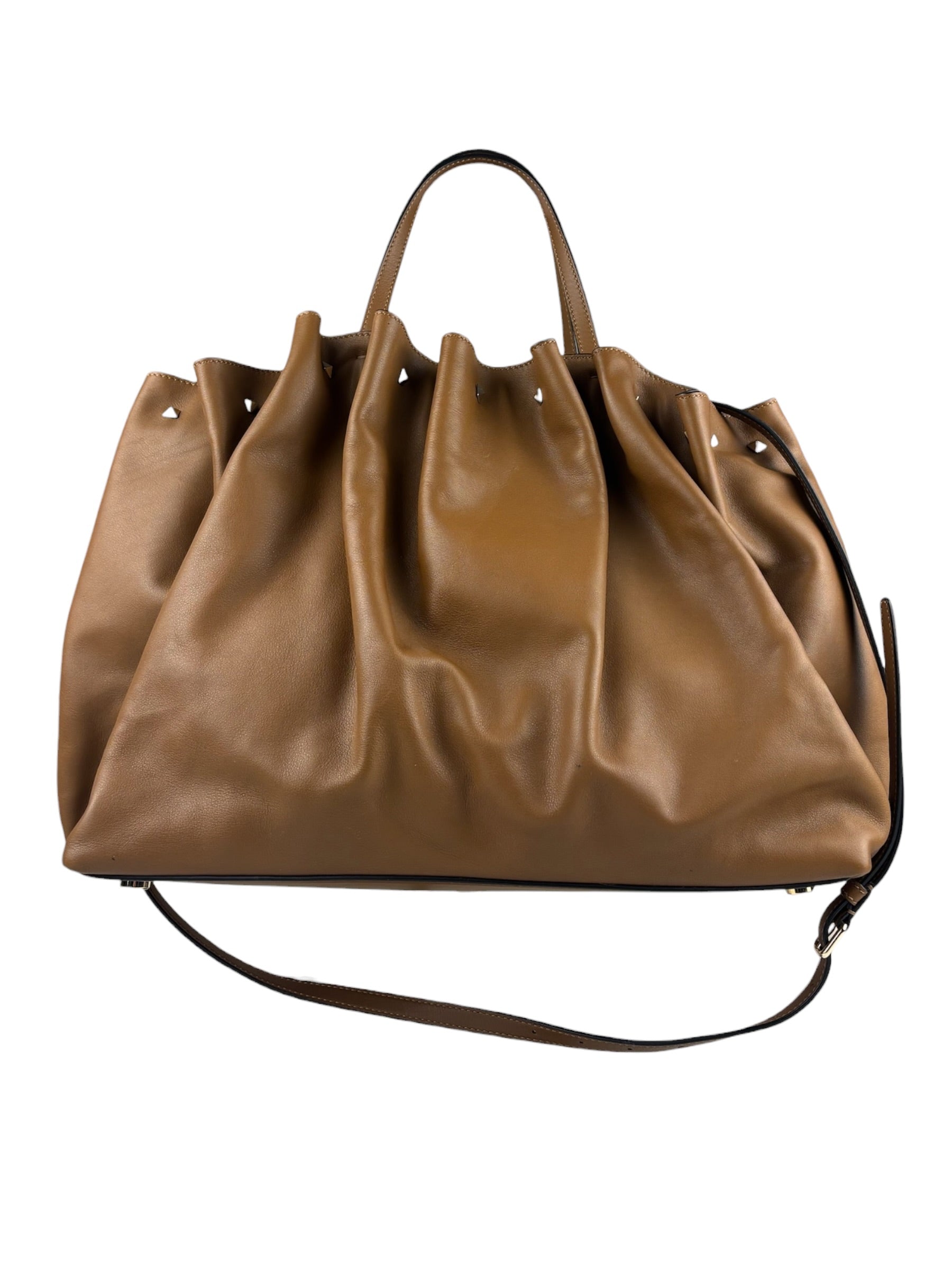 Valentino Garavani Brown Rockstud Shoulder Tote