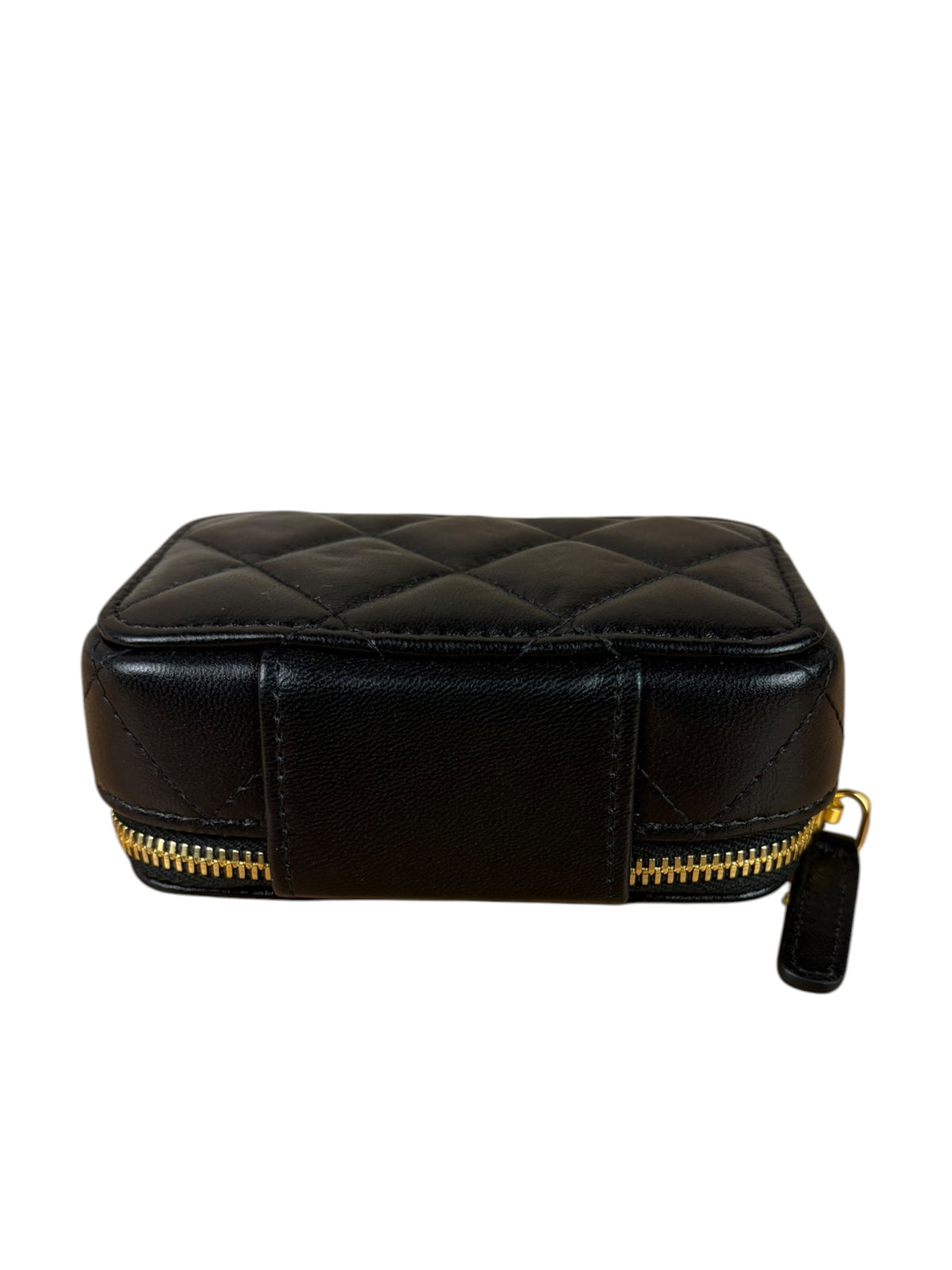 Chanel Black Quilted Leather Golden Plate Nano Vanity Case 2021