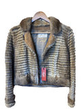 Vintage Gopper Crop Fit Striped Brown Mink Fur Coat