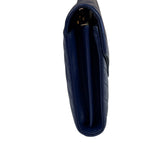 YSL Navy Blue Chevron Leather Cassandre Envelope Wallet On Chain
