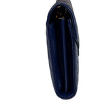 YSL Navy Blue Chevron Leather Cassandre Envelope Wallet On Chain