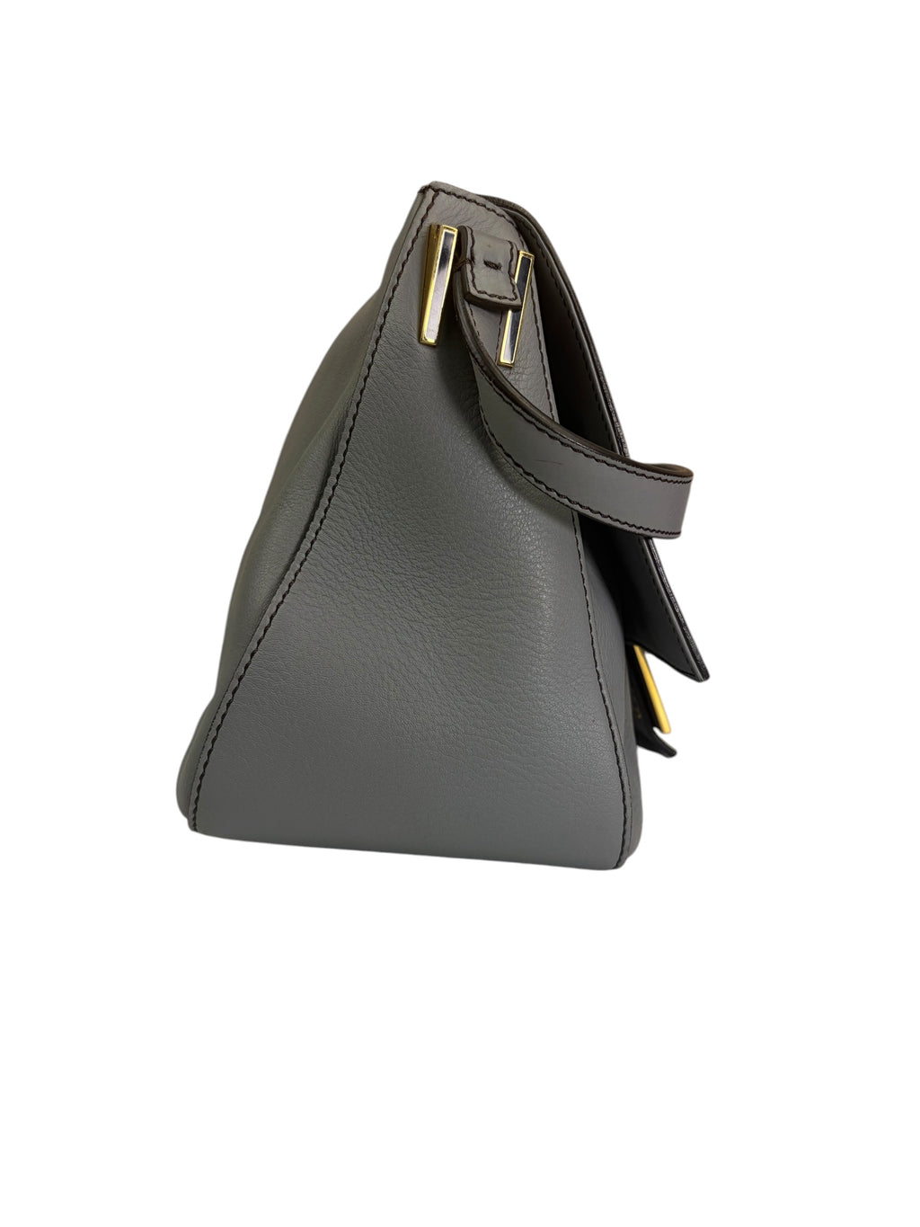 Fendi Grey Leather Shoulder Bag