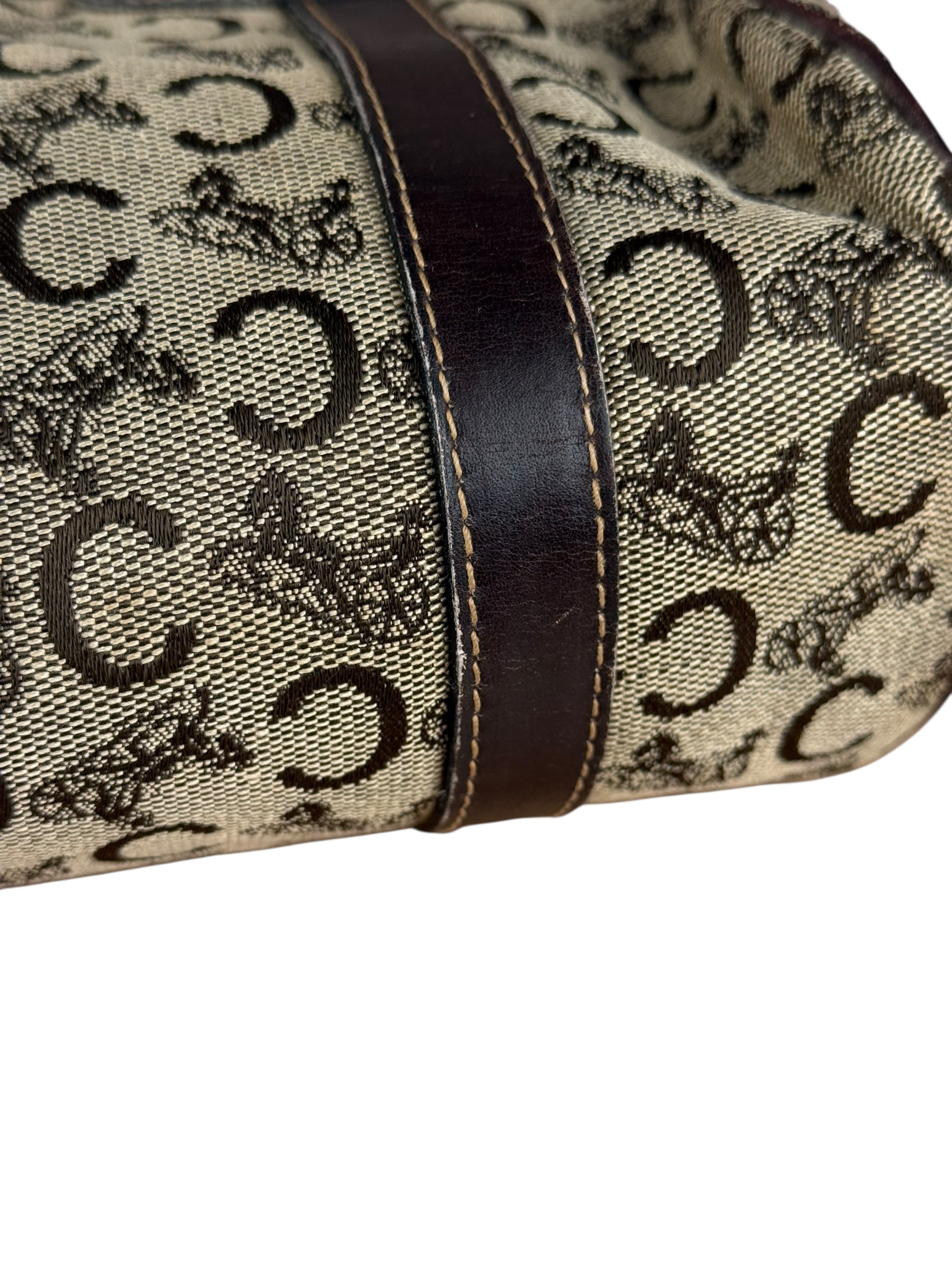 Celine Vintage Macadam Canvas Barrel Bag