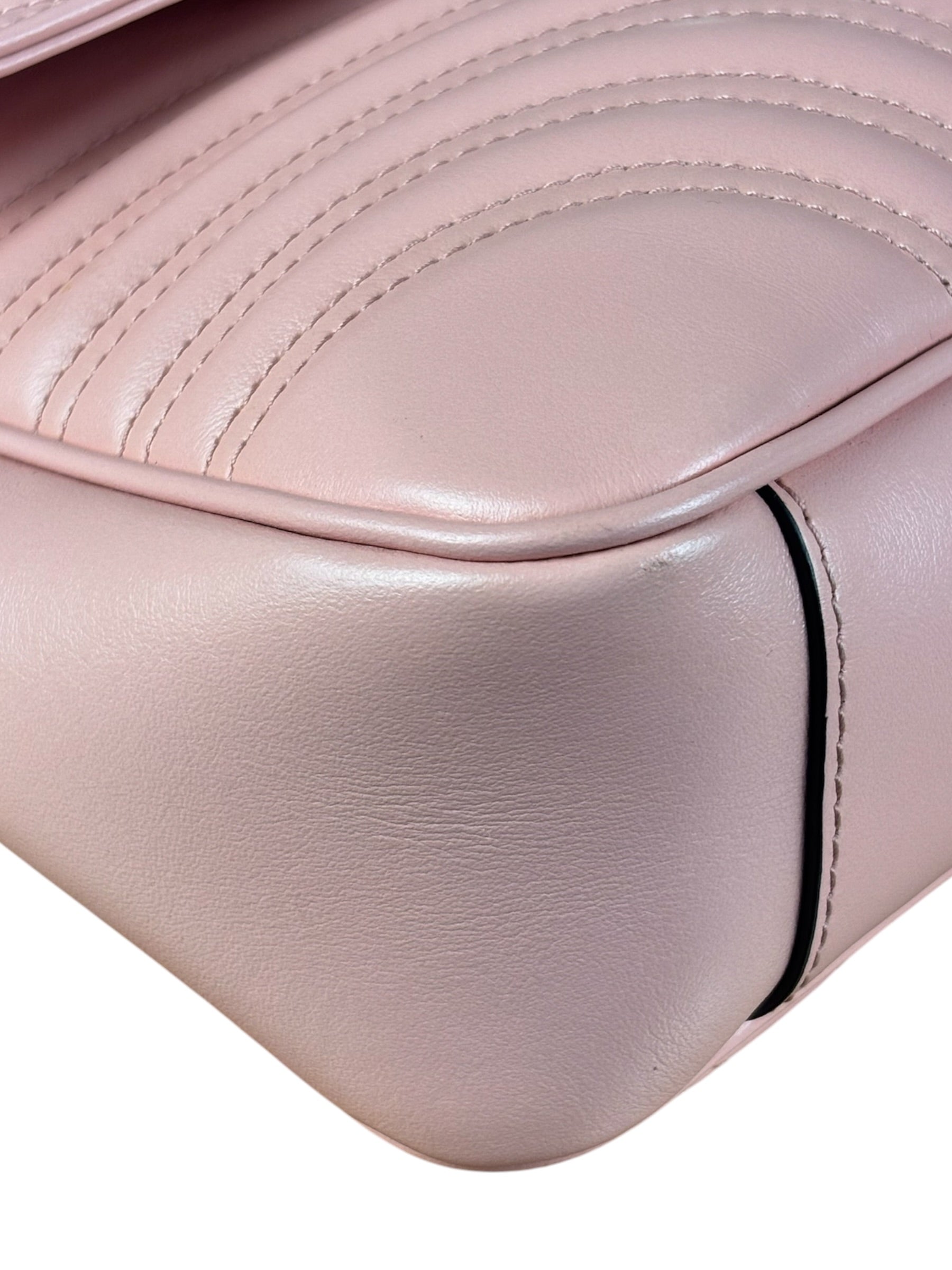 Gucci Pink Leather GG Marmont Shoulder Bag