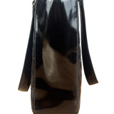 Chanel Vintage Black Patent Leather Chocolate Bar Tote Bag 2002