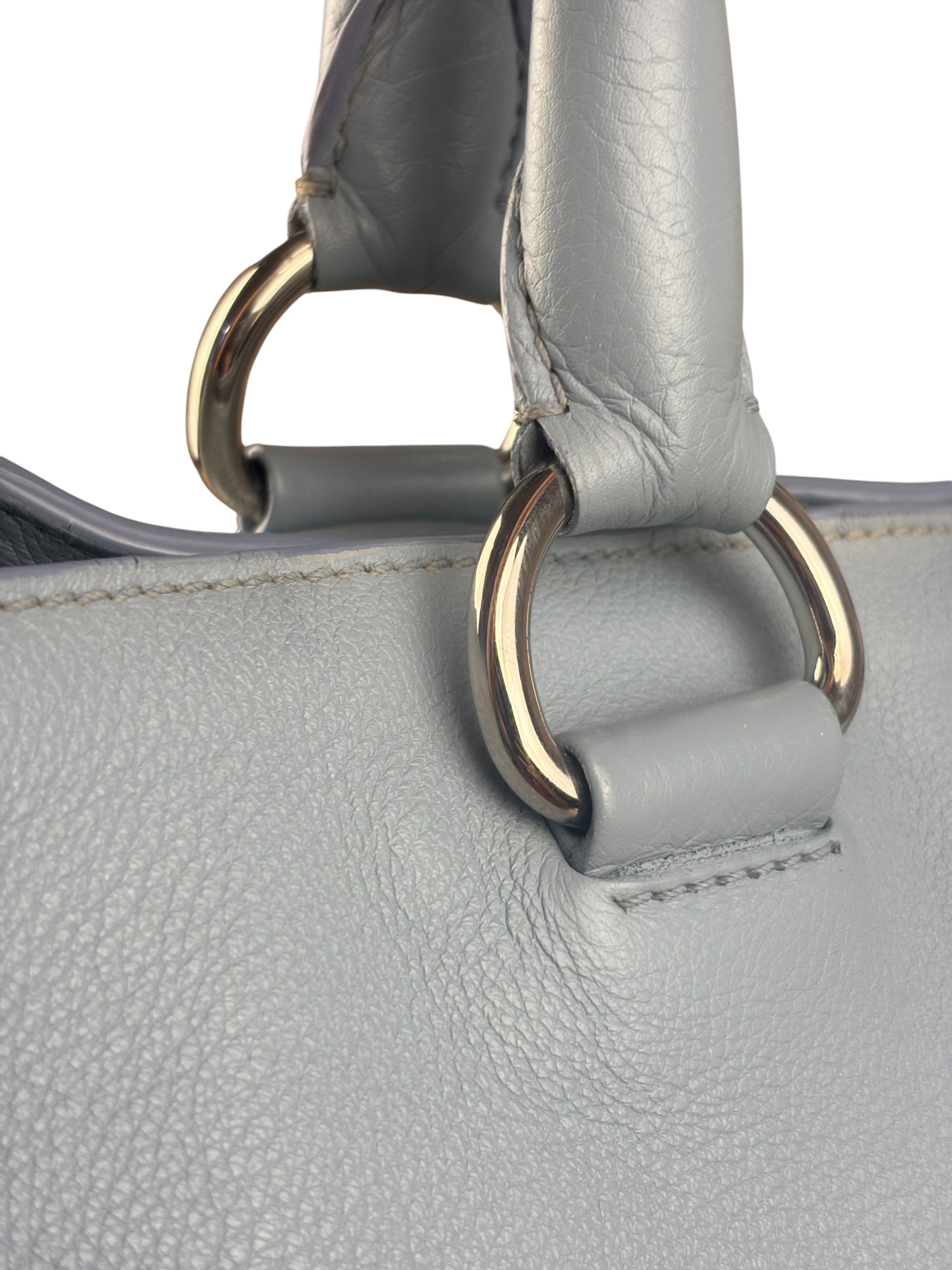 Prada Light Blue Vitello Daino Leather Tote