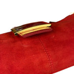 Fendi Red Suede Baguette Crossbody Bag
