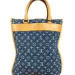 Louis Vuitton Vintage Demin Leather Trim Flat Shopper Tote Bag