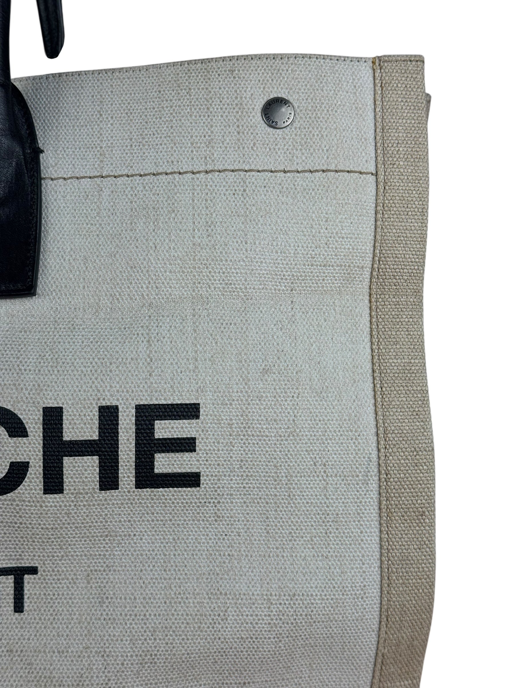 Saint Laurent Beige Canvas Rive Gauche Tote Bag