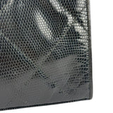 Chanel Vintage Black Lizard Leather Chain Flap Bag 1987