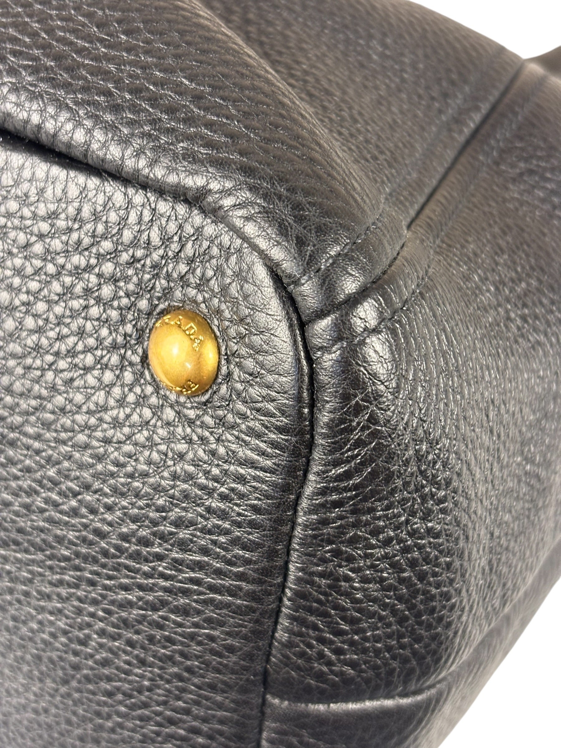 Prada Black Leather Vitello Daino 2Way Handbag