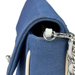 Chanel Blue/Cream Patent Leather Trim East-West Chocolate Bar Shoulder Bag 2002