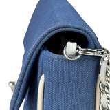 Chanel Blue/Cream Patent Leather Trim East-West Chocolate Bar Shoulder Bag 2002