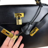 Hermes Kelly 32 Black Box Leather 1991