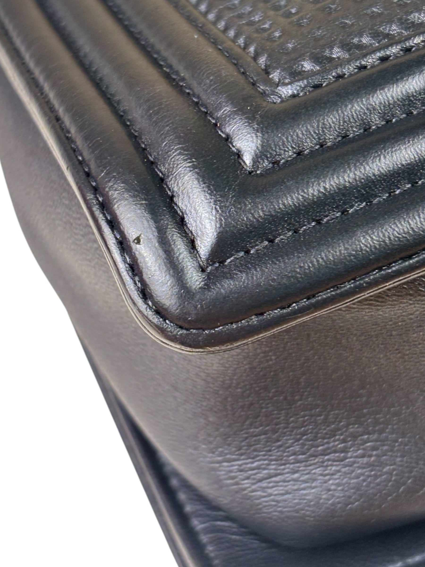 Chanel Navy Lambskin Cube Embossed XL Boy Flap 2013