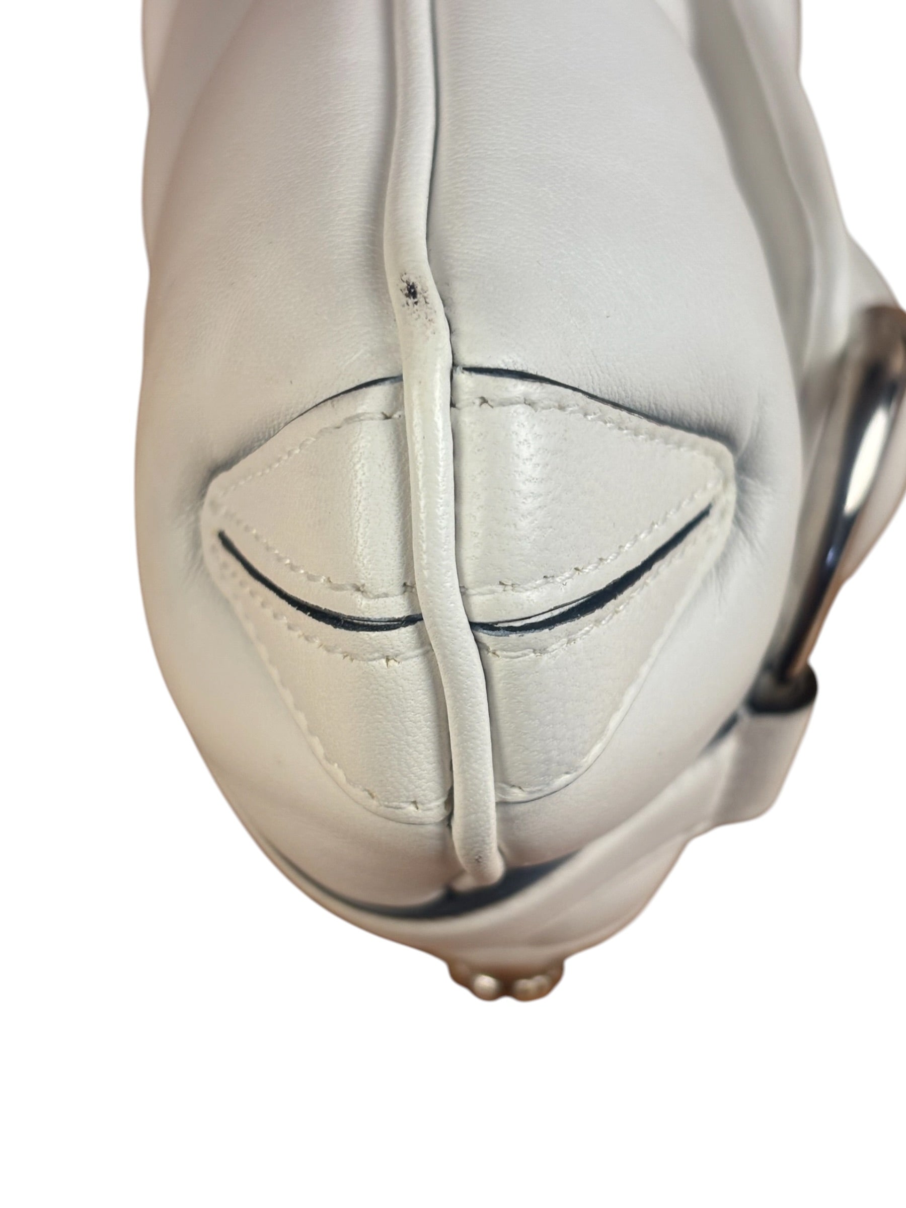 Gucci White Puffer Leather Horsebit Shoulder Bag