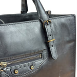 Balenciaga Black Leather Papier A4 Tote Bag