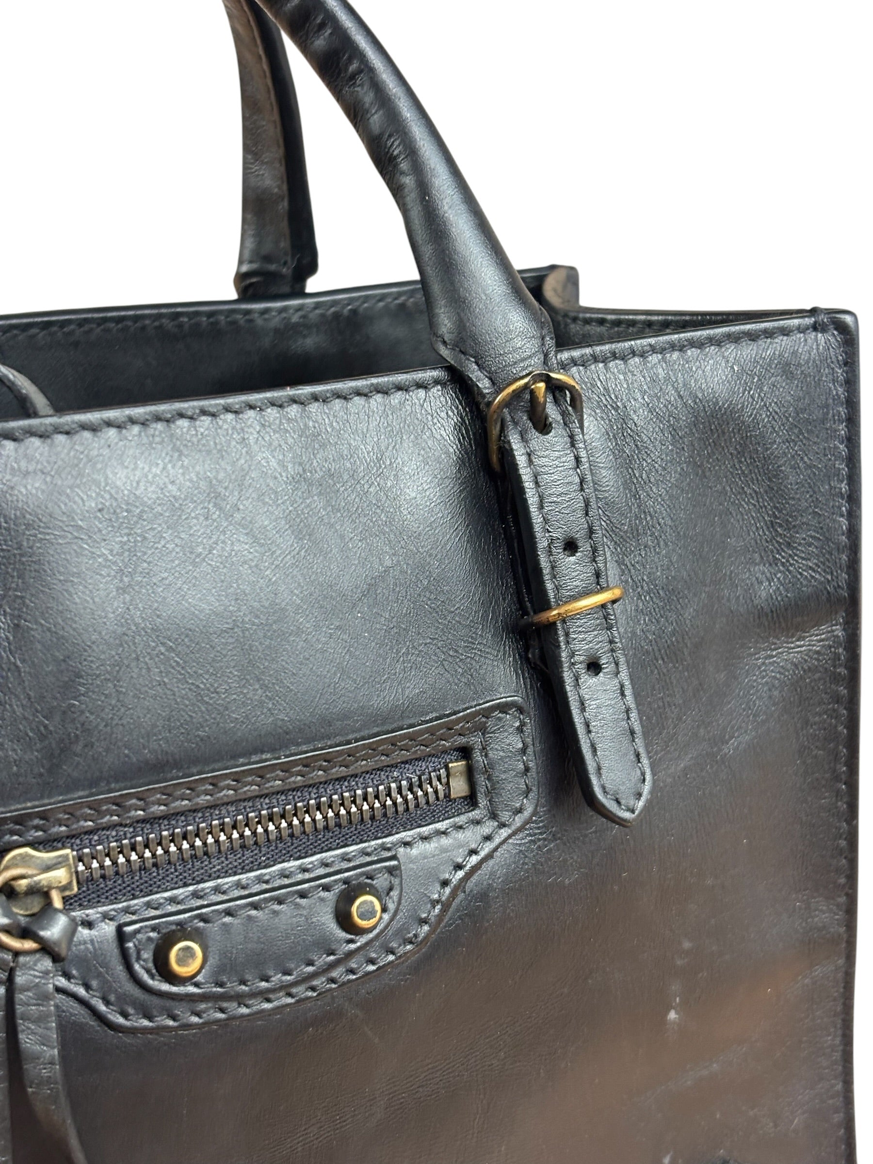Balenciaga Black Leather Papier A4 Tote Bag