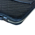 Chanel Black Quilted Caviar Leather Tablet Clutch Case