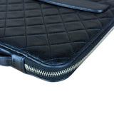 Chanel Black Quilted Caviar Leather Tablet Clutch Case